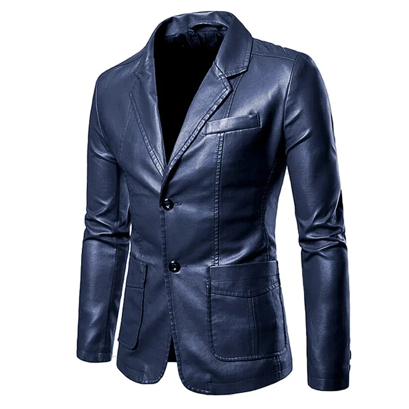 Stronix - Leren Jas Heren Blazer met Knoopsluiting en Voorzakken