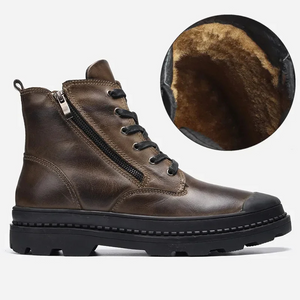 Haltrex - Herenschoenen Boots - Leren Combat Boots met Rits, Stevige Veterschoenen