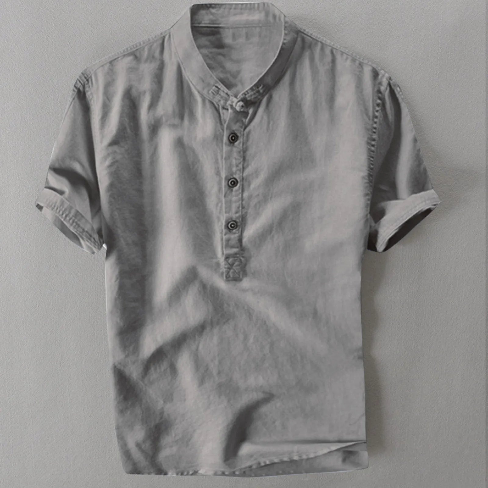 James™ grijs ademend reversknoop heren linnen shirt