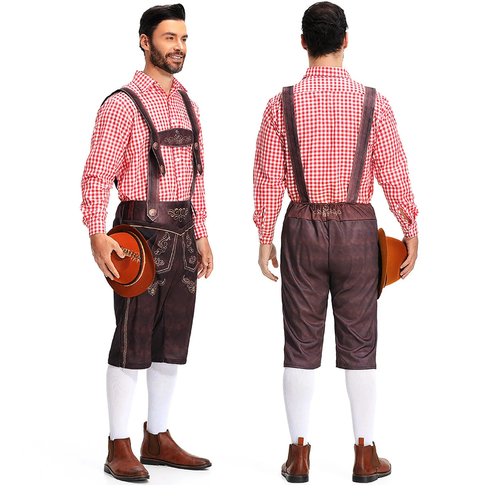 HerLux - Kinder Lederhosen met Bretels en Shirt - Traditionele Beierse Kleding