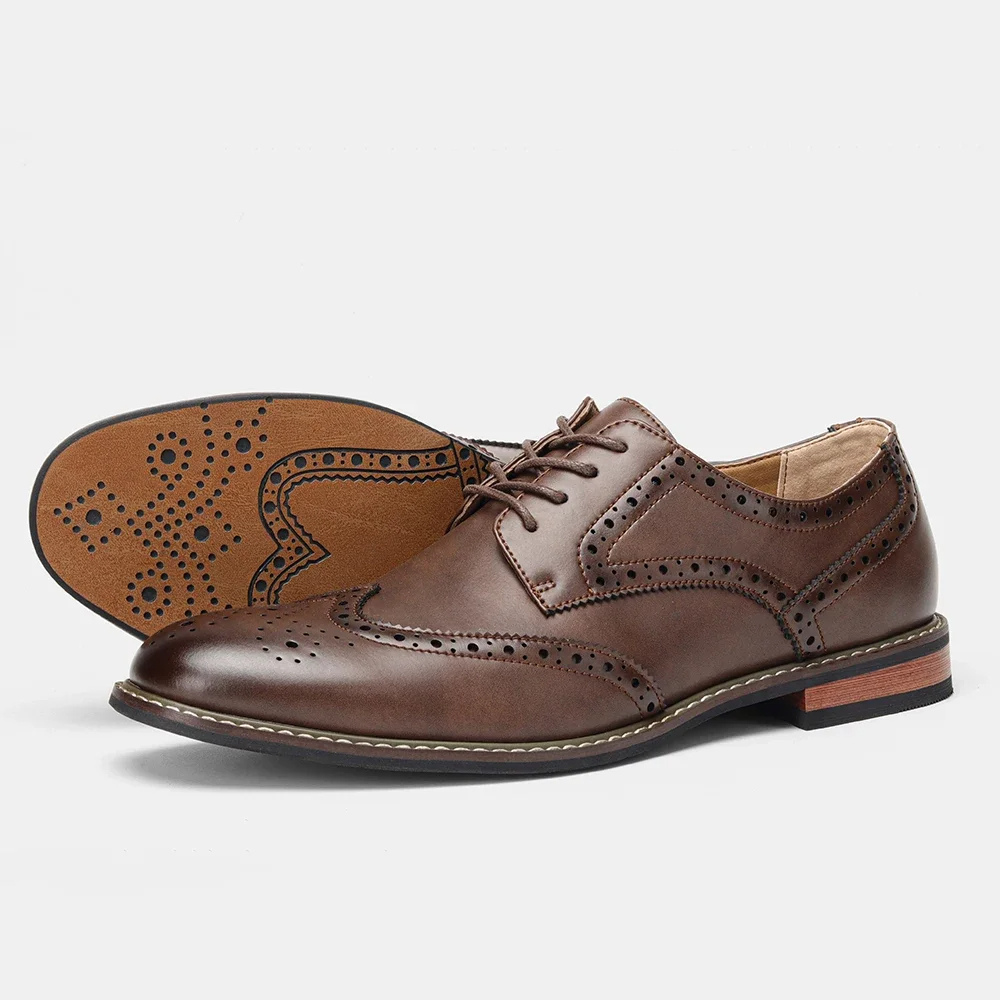 Venloes - Nette Heren Schoenen Wingtip Leren Oxford met Brogue Details