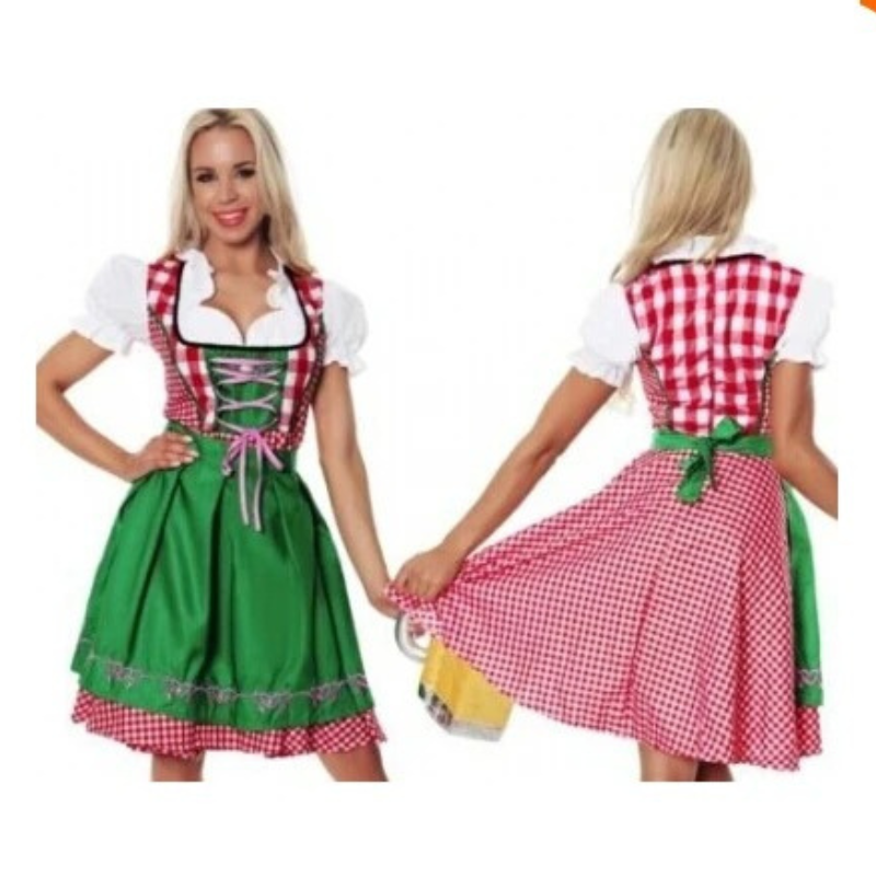 Ornella - Dirndl Dames Traditionele Jurk met Pofmouwen en Schort