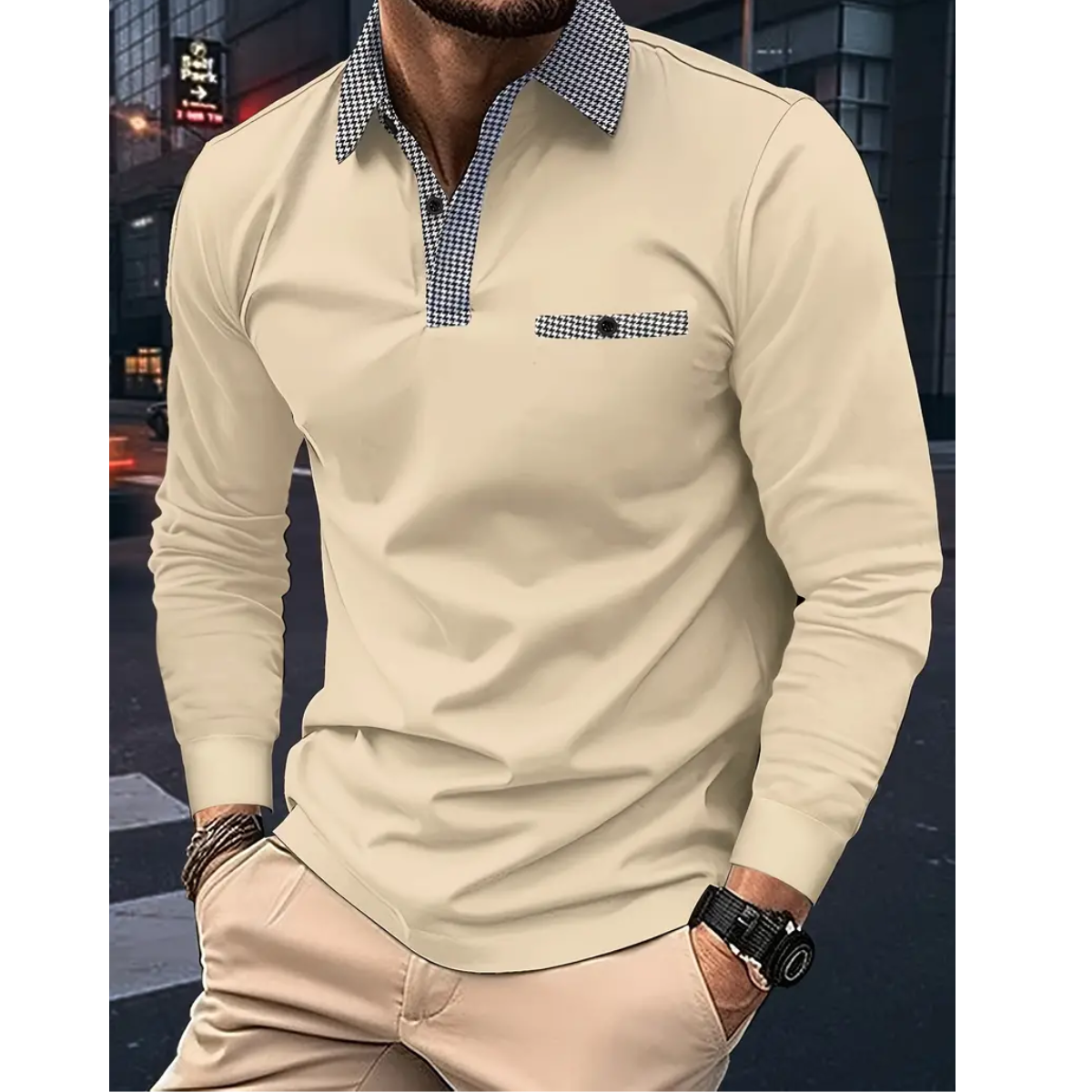 JAMES klassiek poloshirt met lange mouwen voor de lente