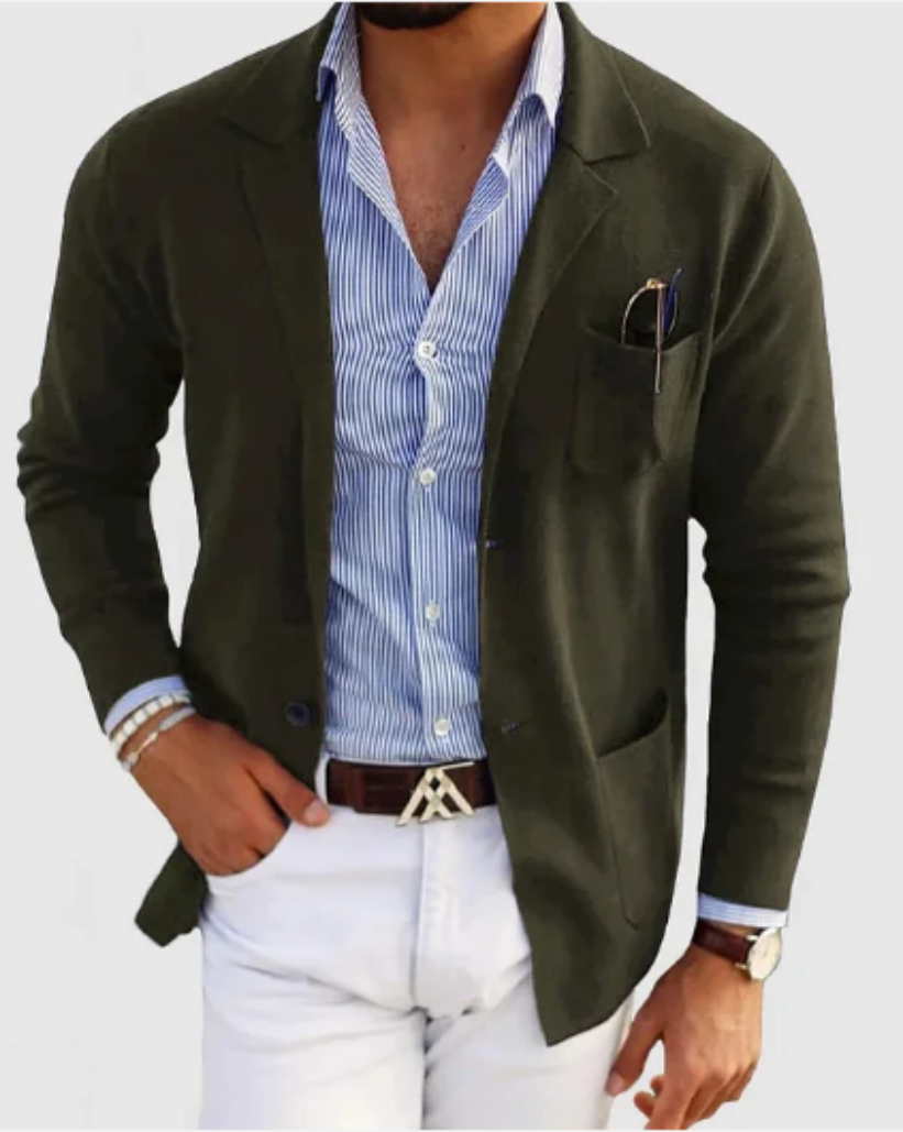 JAMES Heren vest met casual knopen, zakken en reverskraag, effen, lange mouwen