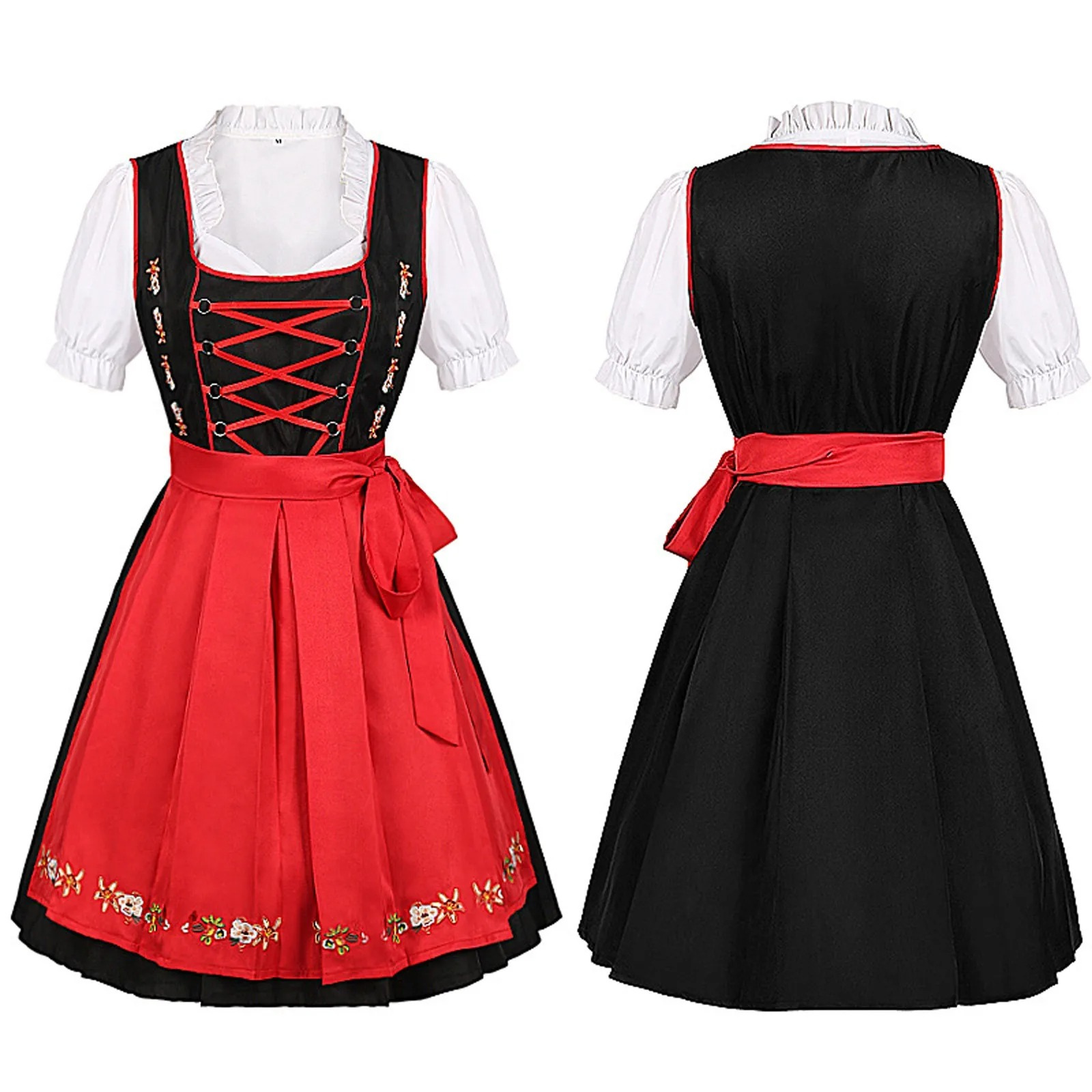 Gerndel - Dirndl Dames Jurk met Borduursels en Schort