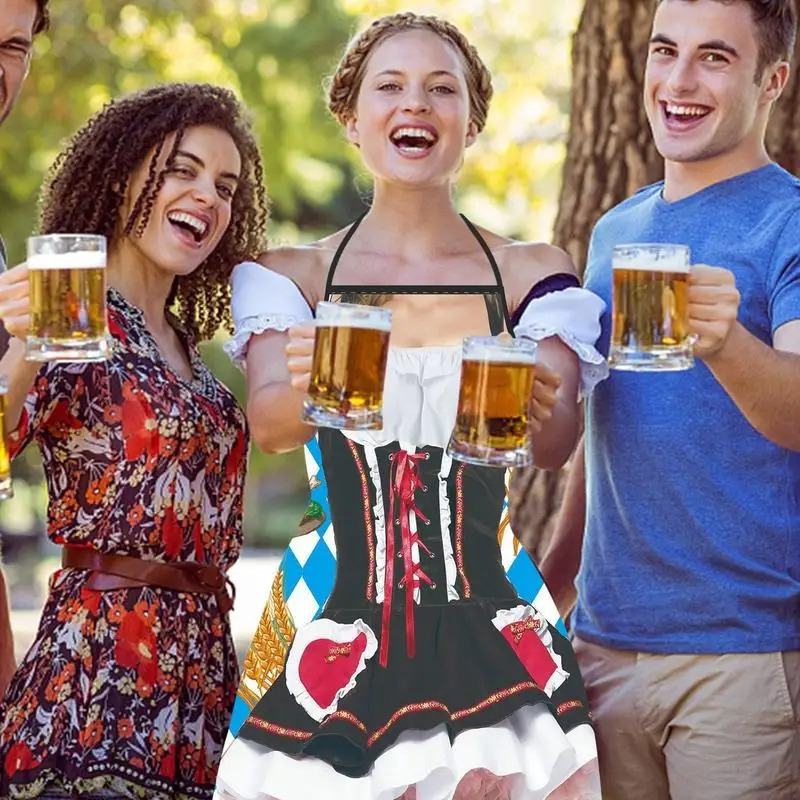 Fendora - Dirndl Dames Keukenschort met Feestelijk Design