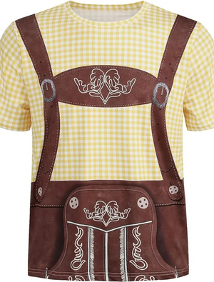 HoogHer - Oktoberfest T-shirt voor Heren met Lederhosen Look - Feestkleding