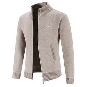 Krovsen - Heren Vest met Rits - Casual Gebreide Cardigan met Geribde Zoom