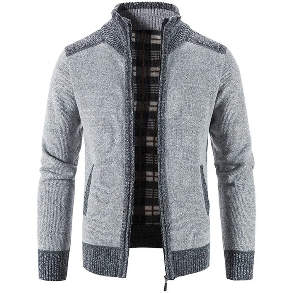 Targlen - Heren Vest met Rits - Warm Gebreide Cardigan met Fleece Voering