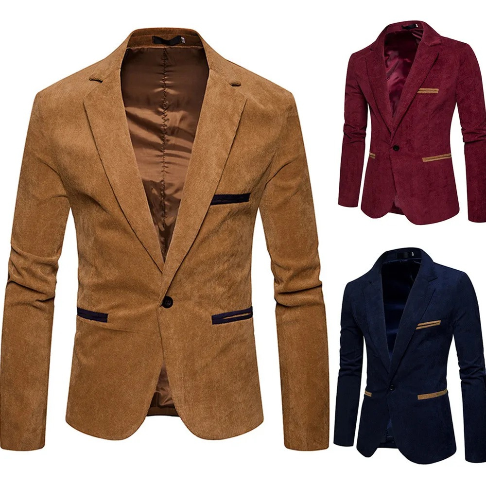 Lenford - Heren Colbert - Slim Fit Ribfluwelen Blazer Met Één Knoop