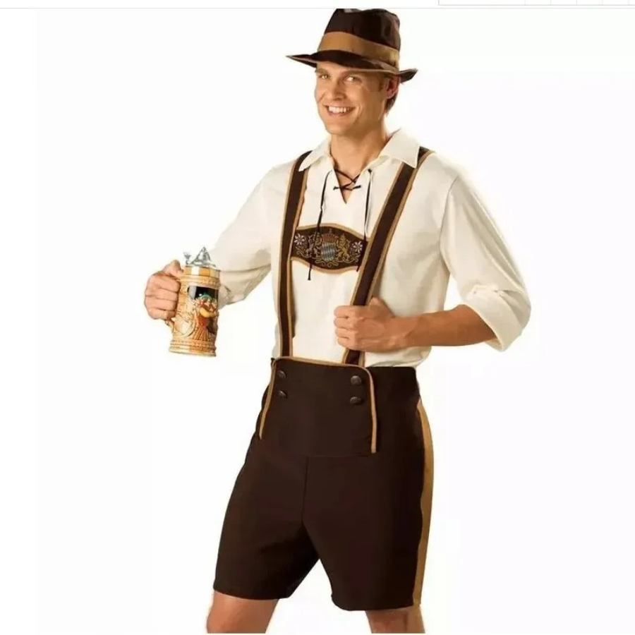 JagerHo - Heren Lederhosen Kostuum Set met Overhemd - Perfect voor Feestjes