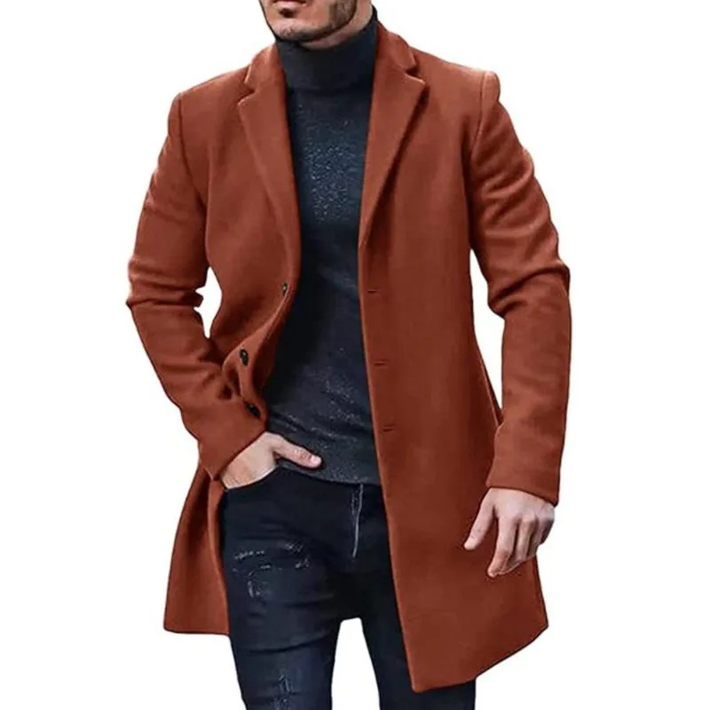 Tredius - Mantel Jas Heren Slim Fit Winterjas Lang Model