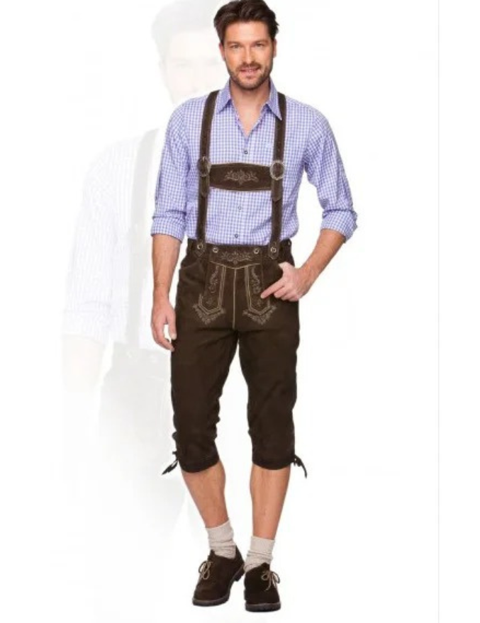 BergMan - Lederhosen voor Heren met Bretels - Traditionele Oktoberfest Kleding