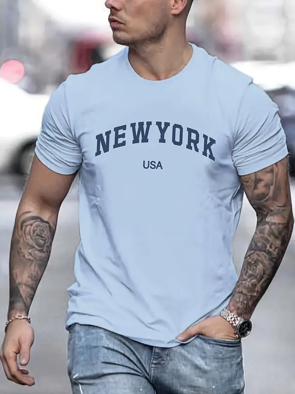 JAMES T-shirt met opdruk new york voor heren