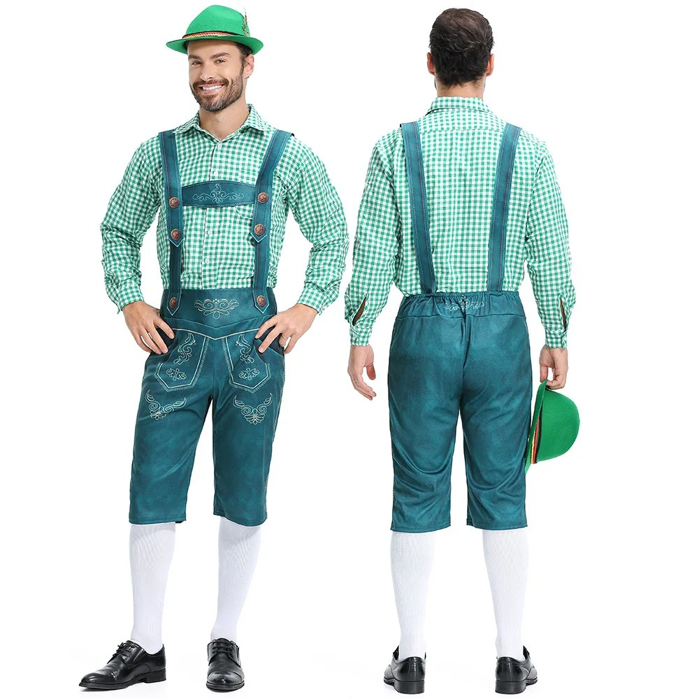 DenHer - Lederhosen Heren met Borduursels en Bretels - Perfect voor Feesten