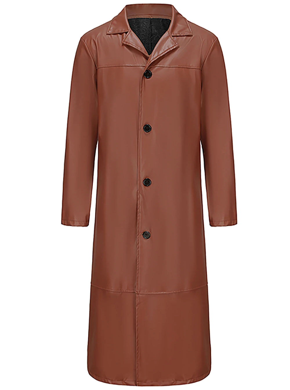 Vinara - Lange Leren Heren Mantel voor Mannen - Slim Fit Trenchcoat