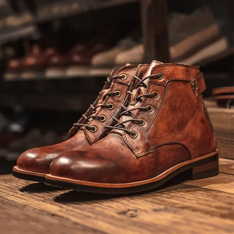 Tralven - Herenschoenen Boots - Leren Enkellaarzen, Vintage Veterschoenen met Duurzame Zool