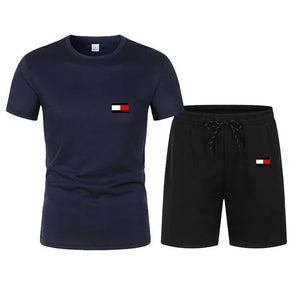 James™ contrasterende shirt en shorts heren trainingspak