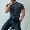 James™ grijze elastische heren t-shirts met ronde hals
