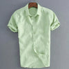 James™ groen katoenen omgeslagen revers heren linnen shirt