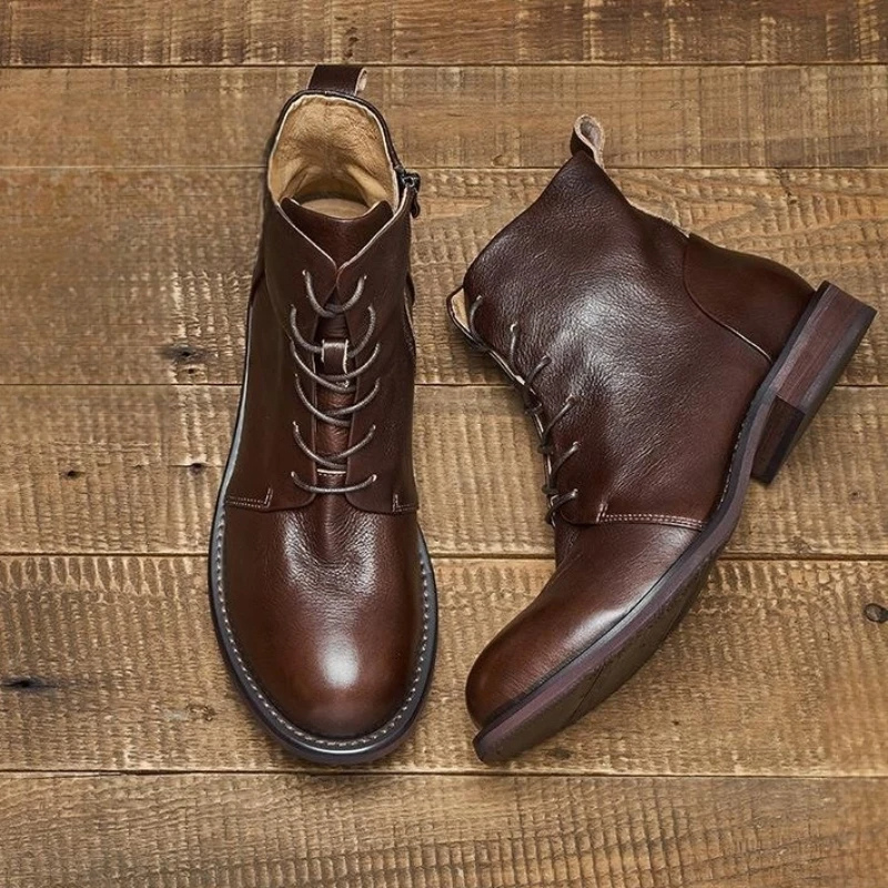 Stroven - Herenschoenen Boots - Leren Enkellaarzen met Rits, Duurzaam en Casual