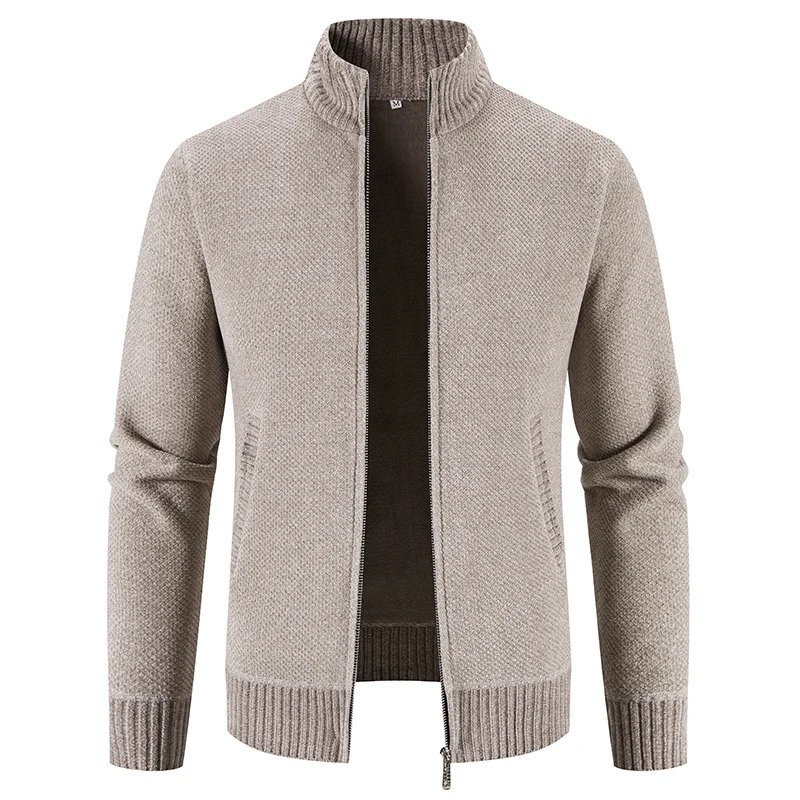 Krovsen - Heren Vest met Rits - Casual Gebreide Cardigan met Geribde Zoom