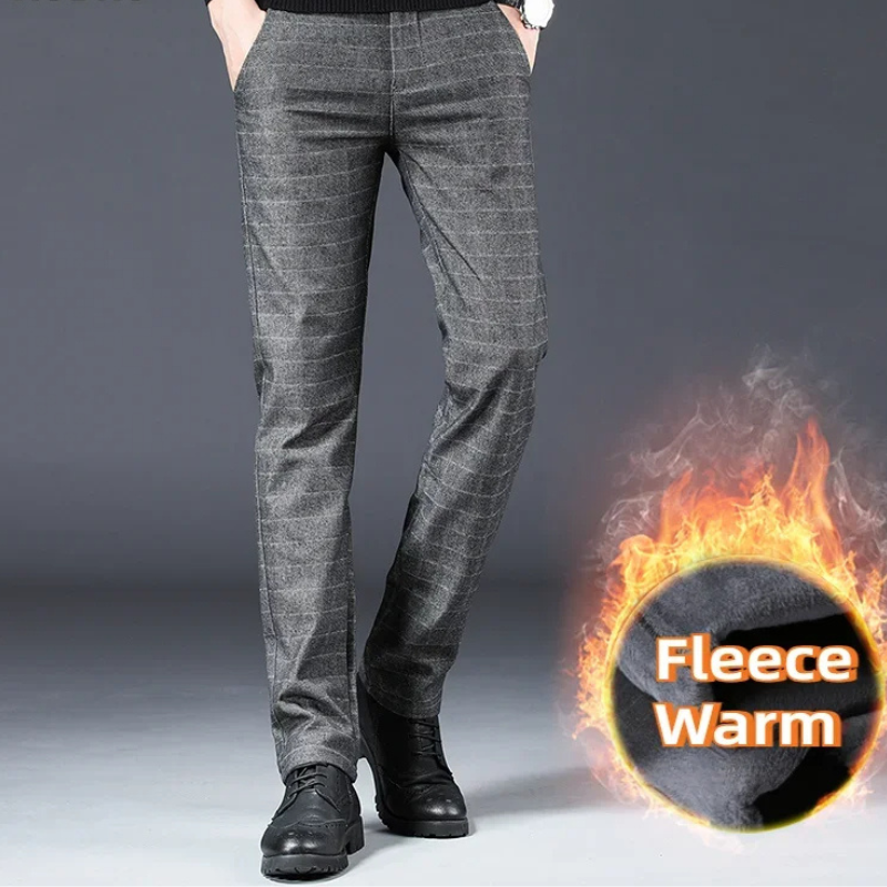 Manshor - Heren Pantalon Winter Warm met Fleecevoering en Rechte Pijpen