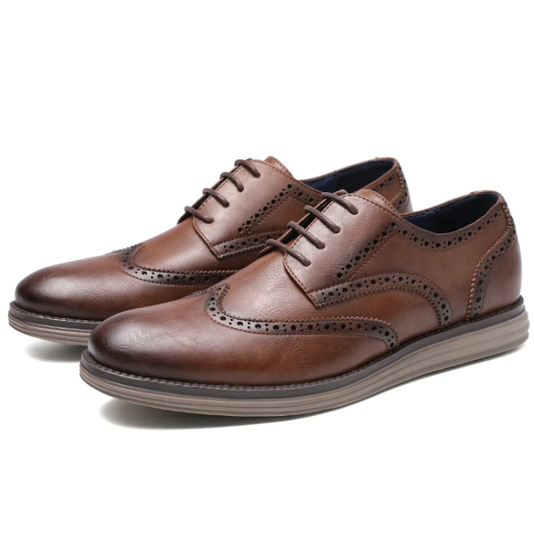 Brexton - Nette Heren Schoenen van Leer met Wingtip en Comfortabele Zool