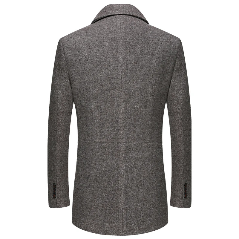 Renford - Lange Jas Heren Slim Fit Woljas Met Geruite Binnenvoering en Knopen