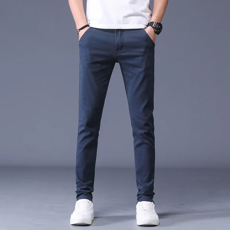 James™ Casual Slim Fit rekbare herenpantalon in lichte stijl