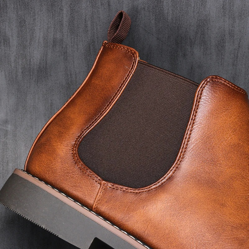 Formark - Klassieke Chelsea Boots Heren van Leer met Elastische Zijkanten