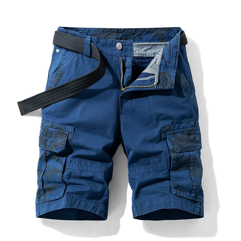 James™ Effen kleur comfortabele heren cargo shorts met zakken