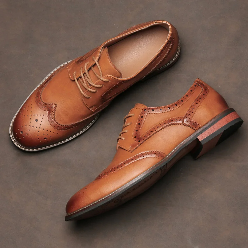 Venloes - Nette Heren Schoenen Wingtip Leren Oxford met Brogue Details