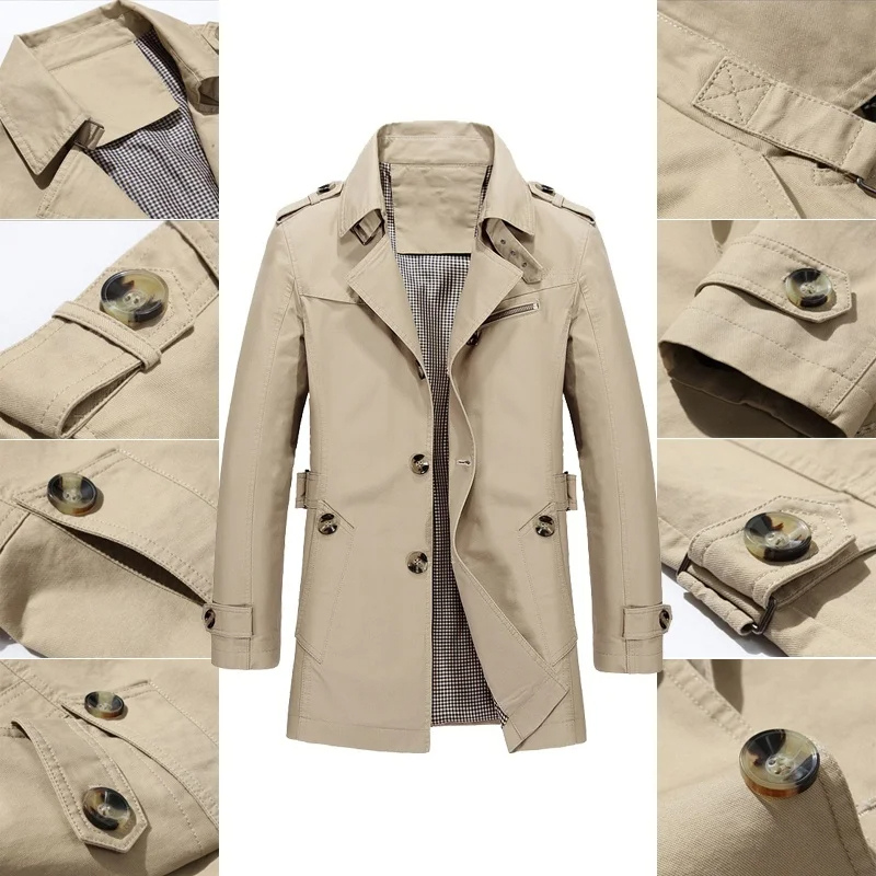 Rensare - Dubbel Geknoopte Heren Mantel - Stijlvolle Trenchcoat met Tailleband