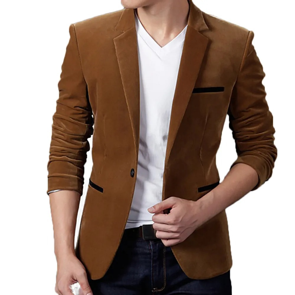 Lenford - Heren Colbert - Slim Fit Ribfluwelen Blazer Met Één Knoop