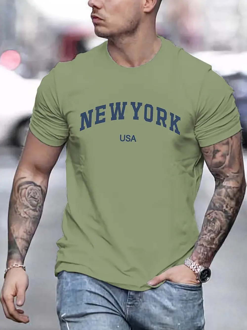 JAMES T-shirt met opdruk new york voor heren