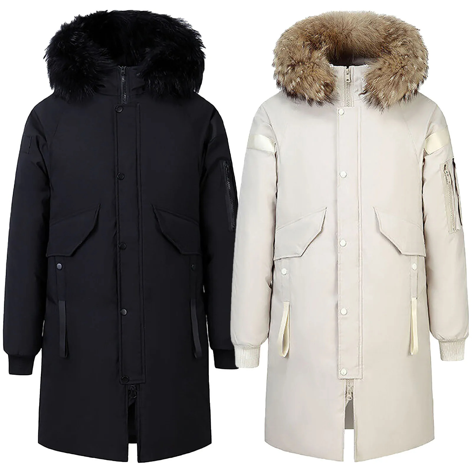 Warmhor - Parka Winterjas Heren – Lang Model met Bontkraag en Warme Voering