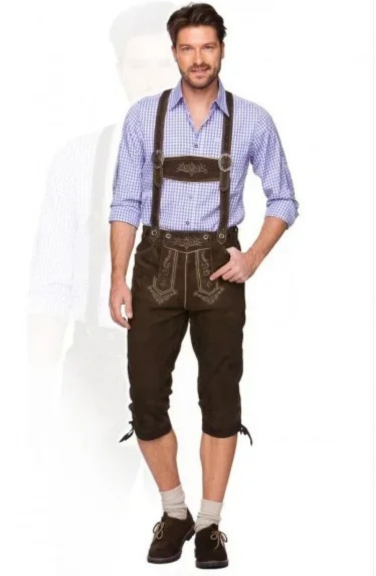 LederWi - Lederhosen Heren met Knoopsluiting en Bretels - Feest Outfit