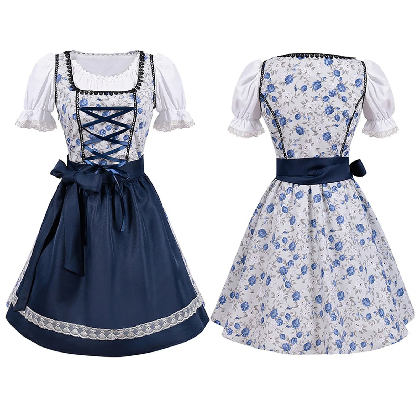 Berdina - Dirndl Dames Jurk met Bloemenpatroon en Schort