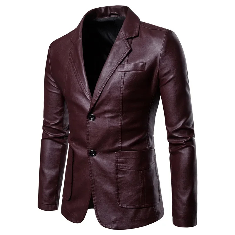 Stronix - Leren Jas Heren Blazer met Knoopsluiting en Voorzakken