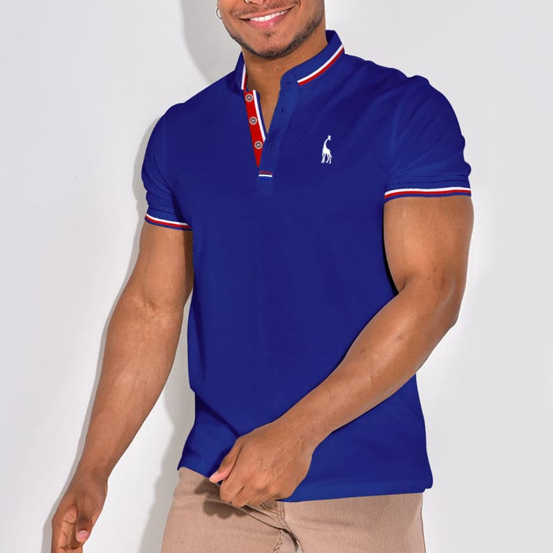 JAMES Elegante polo met embleem en kleuraccenten