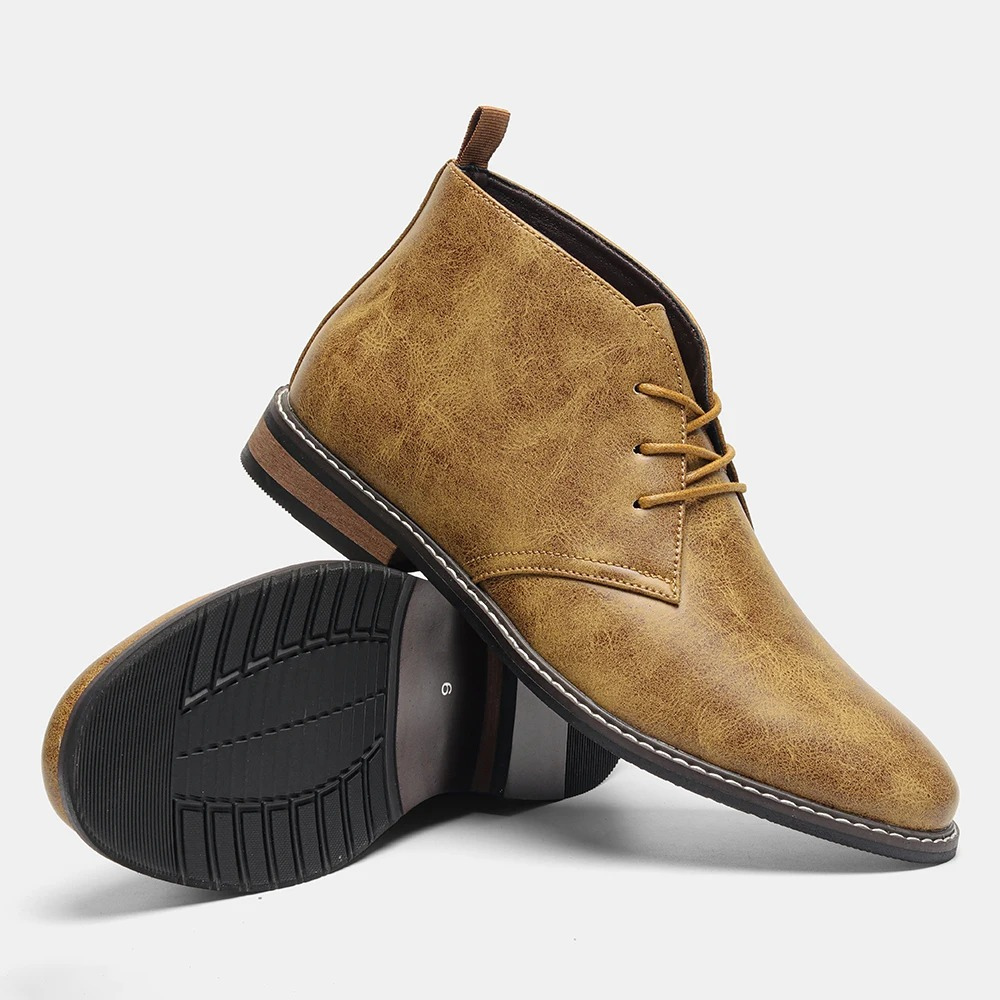 Vissman - Trendy Heren Boots van Leer met Vetersluiting, Comfortabel en Duurzaam