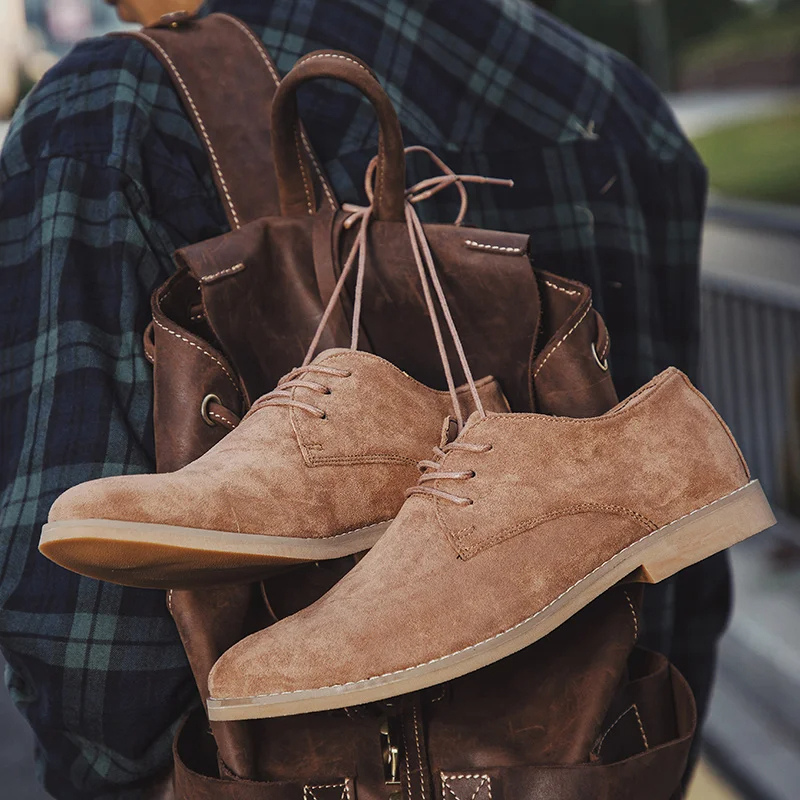 Gornell - Nette Heren Schoenen van Suède met Vetersluiting en Lichte Zool