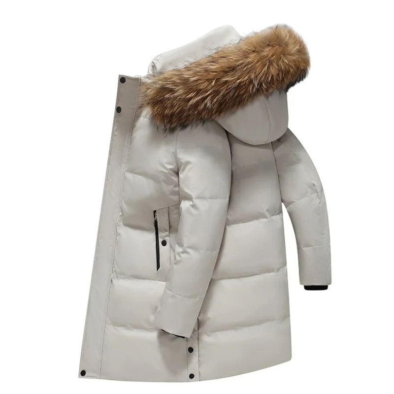 Flandro - Lange Winterjas Heren Parka Met Afneembare Capuchon en Bontkraag