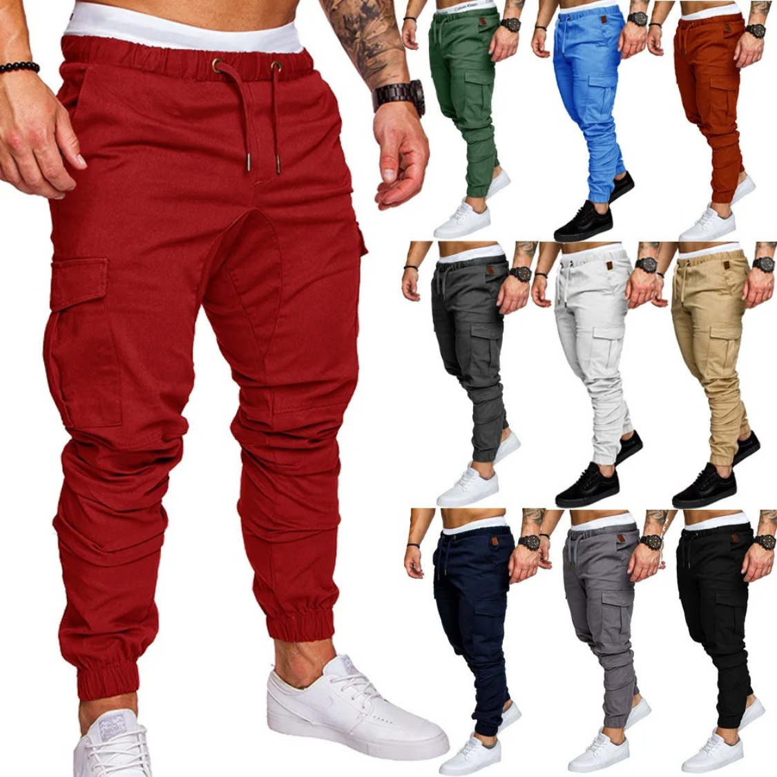 Polderp - Cargo Broek Heren – Comfortabele Joggingbroek met Zakken, Elastisch Trekkoord