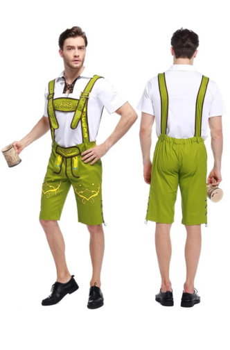 WoudLed - Beierse Lederhosen voor Heren met Korte Broek en Shirt - Feeststijl