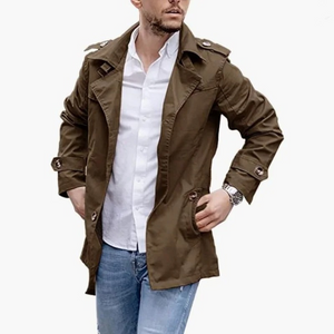 Rigsley -  Heren Tussenjas - Klassieke Halflange Trenchcoat voor Mannen