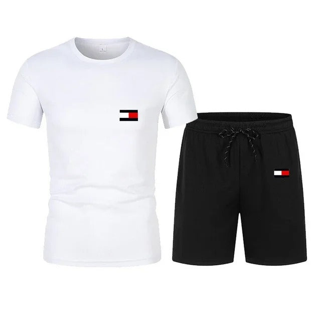 James™ contrasterende shirt en shorts heren trainingspak