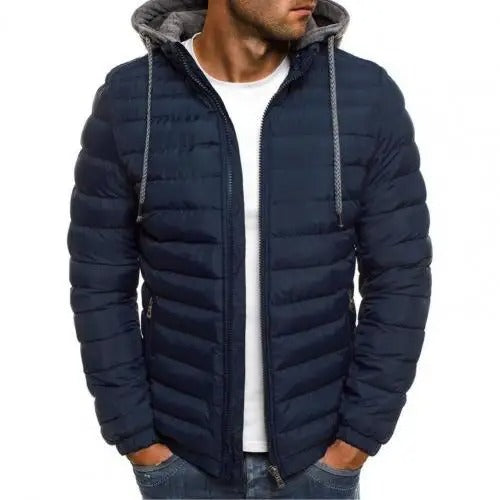 Oliver® dikke blauwe hoodie met fleece heren gewateerde jas