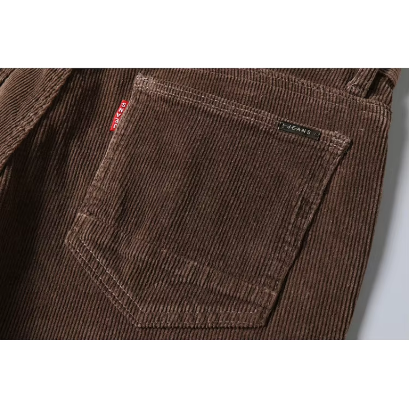 Verston - Heren Corduroy Broek met Comfortabele Pasvorm en Zijzakken